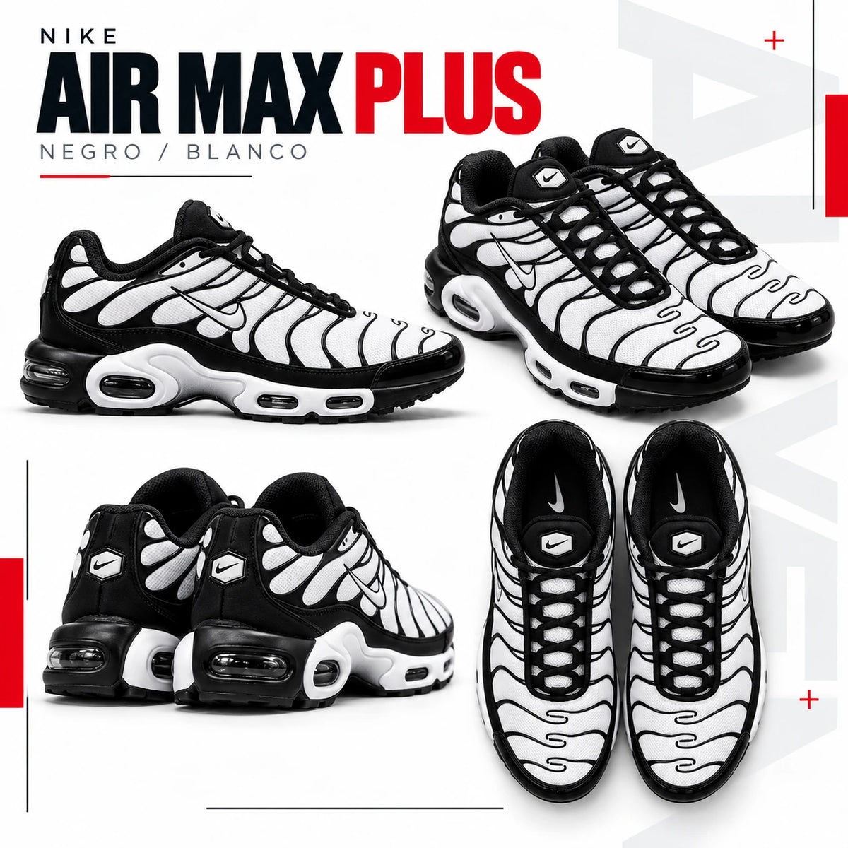 Nike Air Max Plus TN Blanco Negro Unisex